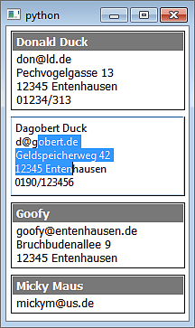 Bearbeiten eines Adresseintrags