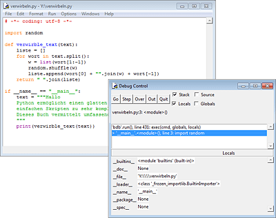 Der grafische Debugger von IDLE