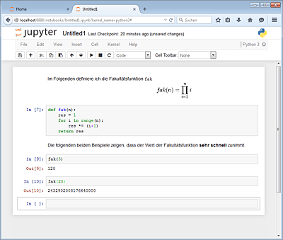 Ein Notebook mit Markdown-Zellen