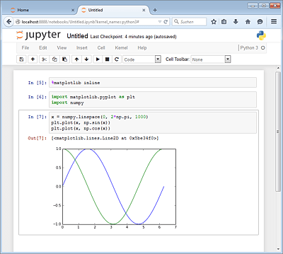 Ein in einem Notebook-Dokument integrierter Plot